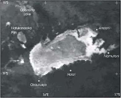 NOAA AVHRR image (Ch1: 0.58-0.68µm) of Etosha Pan