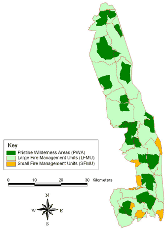 map of KNP showing all fire management units