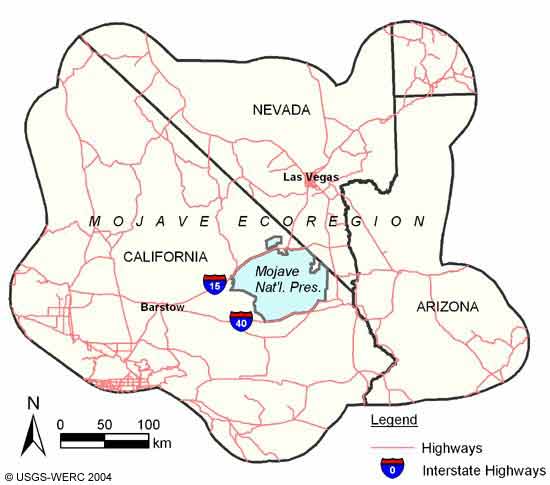 site map of the Mojave National Preserve