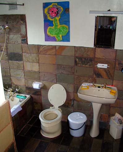 Photo of dry sanitation pedestal in the master bedroom's en-suite bathroom