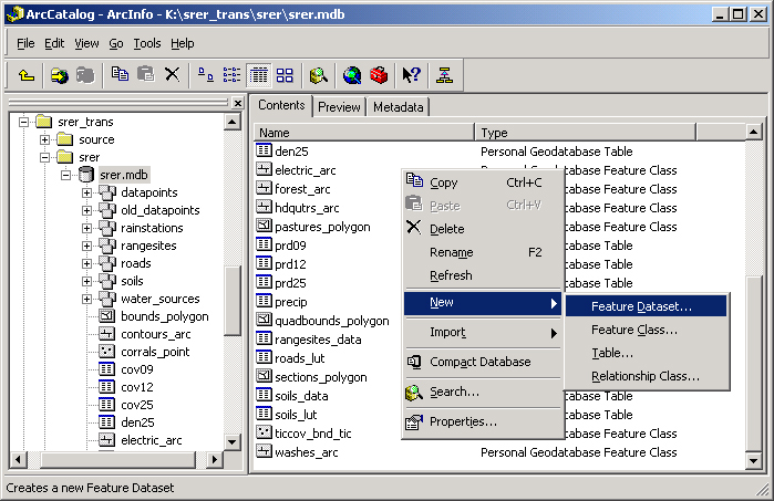 A screenshot of How to create a feature dataset in a personal geodatabase.
