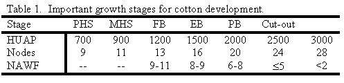 important growth stages for cotton

	development