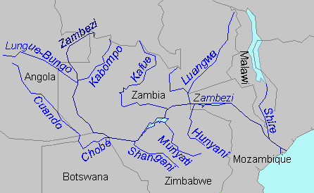 Map of the Zambezi River basin