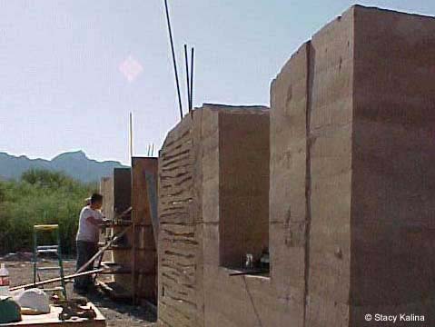 Rammed earth wall, southern Arizona