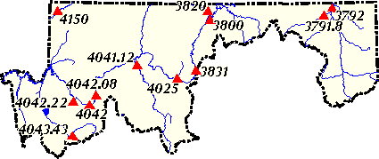 Image Map of available Real-Time Sites in the Upper Colorado River Basin