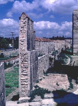The triple walls of ancient Istanbul, with three levels of urban gardens visible